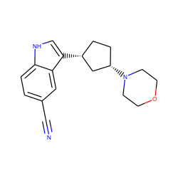 N#Cc1ccc2[nH]cc([C@@H]3CC[C@H](N4CCOCC4)C3)c2c1 ZINC000038684186