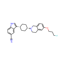 N#Cc1ccc2[nH]cc([C@H]3CC[C@@H](N4CCc5cc(OCCCF)ccc5C4)CC3)c2c1 ZINC000101202360