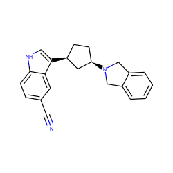 N#Cc1ccc2[nH]cc([C@H]3CC[C@@H](N4Cc5ccccc5C4)C3)c2c1 ZINC000038782805