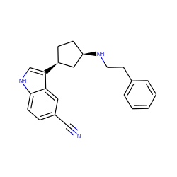 N#Cc1ccc2[nH]cc([C@H]3CC[C@@H](NCCc4ccccc4)C3)c2c1 ZINC000064454060