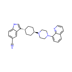 N#Cc1ccc2[nH]cc([C@H]3CC[C@H](N4CCN(c5cccc6cccnc56)CC4)CC3)c2c1 ZINC000101181594