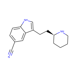 N#Cc1ccc2[nH]cc(CC[C@@H]3CCCCN3)c2c1 ZINC000045336674