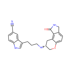 N#Cc1ccc2[nH]cc(CCCN[C@H]3COc4ccc5c(c4C3)C(=O)NC5)c2c1 ZINC000045385601