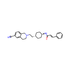 N#Cc1ccc2c(c1)CCN(CC[C@H]1CC[C@H](NC(=O)/C=C/c3ccccc3)CC1)C2 ZINC000299845082
