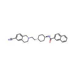 N#Cc1ccc2c(c1)CCN(CC[C@H]1CC[C@H](NC(=O)c3ccc4ccccc4c3)CC1)C2 ZINC000299806473