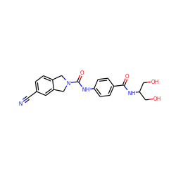 N#Cc1ccc2c(c1)CN(C(=O)Nc1ccc(C(=O)NC(CO)CO)cc1)C2 ZINC000166003013