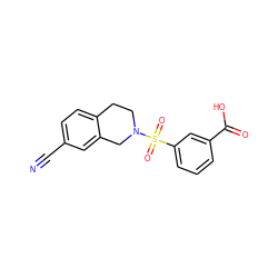 N#Cc1ccc2c(c1)CN(S(=O)(=O)c1cccc(C(=O)O)c1)CC2 ZINC000095555246