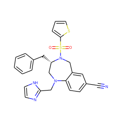 N#Cc1ccc2c(c1)CN(S(=O)(=O)c1cccs1)[C@@H](Cc1ccccc1)CN2Cc1ncc[nH]1 ZINC000169326230