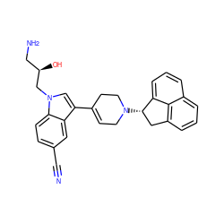 N#Cc1ccc2c(c1)c(C1=CCN([C@H]3Cc4cccc5cccc3c45)CC1)cn2C[C@H](O)CN ZINC000036222043