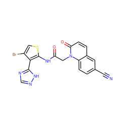 N#Cc1ccc2c(ccc(=O)n2CC(=O)Nc2scc(Br)c2-c2ncn[nH]2)c1 ZINC000072179286