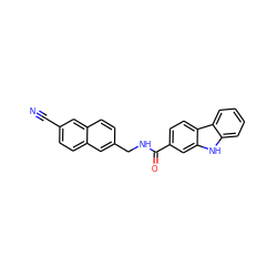 N#Cc1ccc2cc(CNC(=O)c3ccc4c(c3)[nH]c3ccccc34)ccc2c1 ZINC001772602132