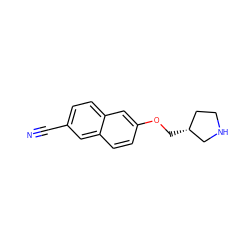 N#Cc1ccc2cc(OC[C@@H]3CCNC3)ccc2c1 ZINC000040834223