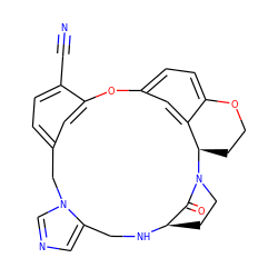 N#Cc1ccc2cc1Oc1ccc3c(c1)[C@@H](CCO3)N1CC[C@@H](NCc3cncn3C2)C1=O ZINC000038306563