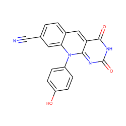 N#Cc1ccc2cc3c(=O)[nH]c(=O)nc-3n(-c3ccc(O)cc3)c2c1 ZINC000096282702