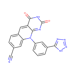 N#Cc1ccc2cc3c(=O)[nH]c(=O)nc-3n(-c3cccc(-c4nnn[nH]4)c3)c2c1 ZINC000096282687