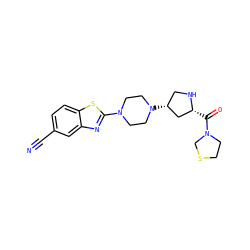 N#Cc1ccc2sc(N3CCN([C@@H]4CN[C@H](C(=O)N5CCSC5)C4)CC3)nc2c1 ZINC000084687231