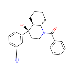 N#Cc1cccc([C@@]2(O)CCN(C(=O)c3ccccc3)[C@H]3CCCC[C@@H]32)c1 ZINC000071318068