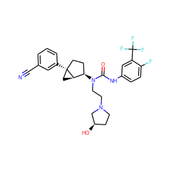 N#Cc1cccc([C@]23CC[C@@H](N(CCN4CC[C@@H](O)C4)C(=O)Nc4ccc(F)c(C(F)(F)F)c4)[C@H]2C3)c1 ZINC000013641340