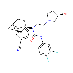 N#Cc1cccc([C@]23CC[C@@H](N(CCN4CC[C@@H](O)C4)C(=O)Nc4ccc(F)c(F)c4)C[C@H]2C3)c1 ZINC000028649823