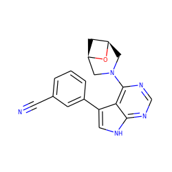 N#Cc1cccc(-c2c[nH]c3ncnc(N4C[C@@H]5C[C@H](C4)O5)c23)c1 ZINC000224879848