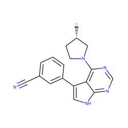 N#Cc1cccc(-c2c[nH]c3ncnc(N4CC[C@H](F)C4)c23)c1 ZINC000210759026