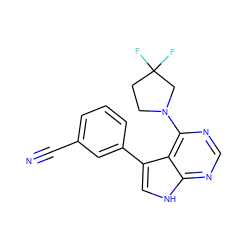 N#Cc1cccc(-c2c[nH]c3ncnc(N4CCC(F)(F)C4)c23)c1 ZINC000224884457