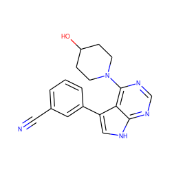 N#Cc1cccc(-c2c[nH]c3ncnc(N4CCC(O)CC4)c23)c1 ZINC000224868563