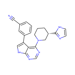 N#Cc1cccc(-c2c[nH]c3ncnc(N4CCC[C@H](c5ncc[nH]5)C4)c23)c1 ZINC000210759221