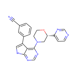 N#Cc1cccc(-c2c[nH]c3ncnc(N4CCO[C@H](c5ccncn5)C4)c23)c1 ZINC000224862244