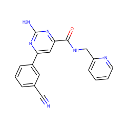 N#Cc1cccc(-c2cc(C(=O)NCc3ccccn3)nc(N)n2)c1 ZINC000045386266