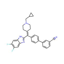 N#Cc1cccc(-c2ccc(C(=C3CCN(CC4CC4)CC3)c3nc4cc(F)c(F)cc4[nH]3)cc2)c1 ZINC000035821468