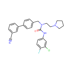 N#Cc1cccc(-c2ccc(CN(CCN3CCCC3)C(=O)Nc3ccc(F)c(Cl)c3)cc2)c1 ZINC000028529462