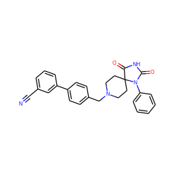 N#Cc1cccc(-c2ccc(CN3CCC4(CC3)C(=O)NC(=O)N4c3ccccc3)cc2)c1 ZINC000028704561