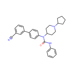N#Cc1cccc(-c2ccc(N(C(=O)Nc3ccccc3)C3CCN(C4CCCC4)CC3)cc2)c1 ZINC000013648077