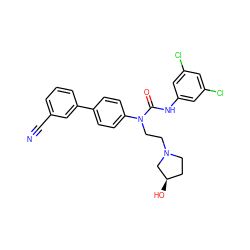 N#Cc1cccc(-c2ccc(N(CCN3CC[C@@H](O)C3)C(=O)Nc3cc(Cl)cc(Cl)c3)cc2)c1 ZINC000013648110