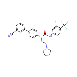 N#Cc1cccc(-c2ccc(N(CCN3CCCC3)C(=O)Nc3ccc(C(F)(F)F)c(F)c3)cc2)c1 ZINC000013648101
