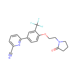 N#Cc1cccc(-c2ccc(OCCN3CCCC3=O)c(C(F)(F)F)c2)n1 ZINC000058603819