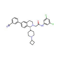N#Cc1cccc(-c2ccc3c(c2)CCN(CC(=O)Nc2cc(Cl)cc(Cl)c2)[C@@H]3C2CCN(C3CCC3)CC2)c1 ZINC000003987163