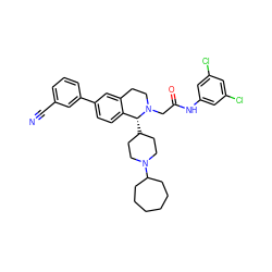 N#Cc1cccc(-c2ccc3c(c2)CCN(CC(=O)Nc2cc(Cl)cc(Cl)c2)[C@@H]3C2CCN(C3CCCCCC3)CC2)c1 ZINC000003987156