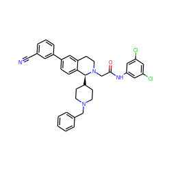 N#Cc1cccc(-c2ccc3c(c2)CCN(CC(=O)Nc2cc(Cl)cc(Cl)c2)[C@H]3C2CCN(Cc3ccccc3)CC2)c1 ZINC000003987152
