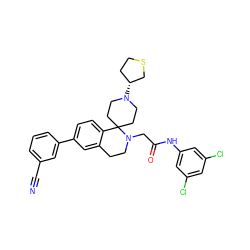 N#Cc1cccc(-c2ccc3c(c2)CCN(CC(=O)Nc2cc(Cl)cc(Cl)c2)C32CCN([C@@H]3CCSC3)CC2)c1 ZINC000036351648