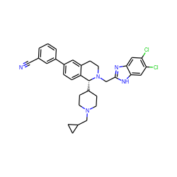 N#Cc1cccc(-c2ccc3c(c2)CCN(Cc2nc4cc(Cl)c(Cl)cc4[nH]2)[C@@H]3C2CCN(CC3CC3)CC2)c1 ZINC000036351737