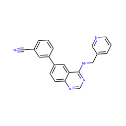 N#Cc1cccc(-c2ccc3ncnc(NCc4cccnc4)c3c2)c1 ZINC000004258584