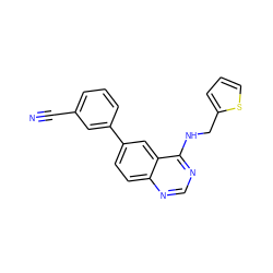 N#Cc1cccc(-c2ccc3ncnc(NCc4cccs4)c3c2)c1 ZINC000004266788