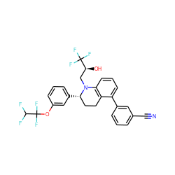 N#Cc1cccc(-c2cccc3c2CC[C@H](c2cccc(OC(F)(F)C(F)F)c2)N3C[C@H](O)C(F)(F)F)c1 ZINC000044430705