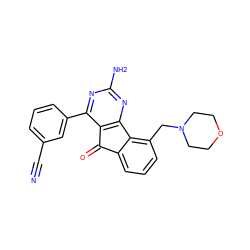 N#Cc1cccc(-c2nc(N)nc3c2C(=O)c2cccc(CN4CCOCC4)c2-3)c1 ZINC000049048066