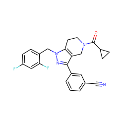 N#Cc1cccc(-c2nn(Cc3ccc(F)cc3F)c3c2CN(C(=O)C2CC2)CC3)c1 ZINC000204900533