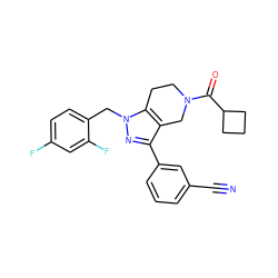 N#Cc1cccc(-c2nn(Cc3ccc(F)cc3F)c3c2CN(C(=O)C2CCC2)CC3)c1 ZINC000204902037