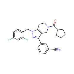 N#Cc1cccc(-c2nn(Cc3ccc(F)cc3F)c3c2CN(C(=O)C2CCCC2)CC3)c1 ZINC000204902071