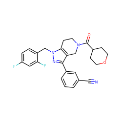 N#Cc1cccc(-c2nn(Cc3ccc(F)cc3F)c3c2CN(C(=O)C2CCOCC2)CC3)c1 ZINC000204903300